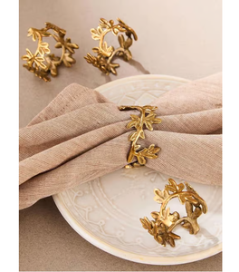 Anillo para Servilletas de Latón, Ecológico, Estilo Clásico Moderno, Diseño de Hoja Circular, Tamaño y Forma Personalizables, para Bodas y Fiestas - Product Image 1