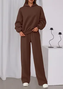 Pull-over surdimensionné décontracté pour femme, 2 pièces, en coton 100% (380 GSM), avec logo personnalisé, en tissu éponge, à capuche, idéal pour l'hiver - Product Image 4