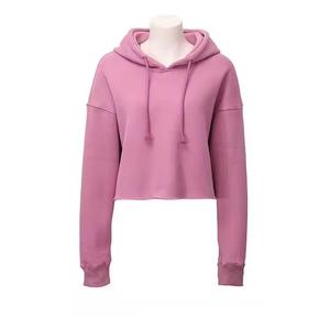 Custom Women's Solid Pullover Crop <b>Top</b> Hoodie Breathable Polyester Cotton Fleece Long Sleeves Short Length <b>Winter</b> Crop Hoodies - Product Image 4