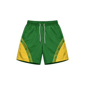Men's Green <b>Yellow</b> Color Blocking Sporty Tracksuit Set Stand Collar Zipper Jacket & Shorts Breathable Knitted Polyester Spring - Product Image 3