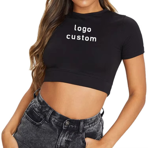 Camisetas Cortas de Manga Larga para Mujer, Moda 2026, Color Sólido, Ropa Casual de Verano - Product Image 2