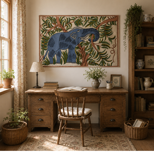 Premium Handmade <b>Canvas</b> Kashmiri <b>Wall</b> Hanging 2 Feet X 3 Feet Sustainable Scenic Pattern Modern Boho Washable Home Hotel Office - Product Image 3