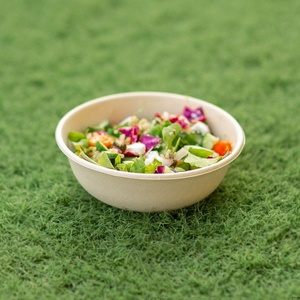 Couvercle de bol en bagasse de canne à sucre écologique 32oz pour restauration, non blanchi, biodégradable, pour fêtes, nouilles chaudes, pâtes, salades fraîches, fruits - Product Image 1