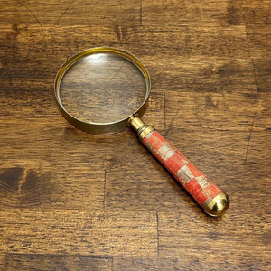 Vintage Gold Tone Magnifying Glass with Orange Fabric Handle Classic Decorative <b>Reading</b> Magnifier Antique Style Desk <b>Accessory</b> - Product Image 5