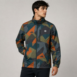 2026 Trendy Outdoor Custom Men Abstract Print Windbreaker <b>jacket</b> for men <b>Lightweight</b> Outdoor Zip Up Performance Outerwear OEM - Product Image 6