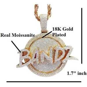 Pendentif personnalisé avec nom en lettres, style Hip Hop de luxe, en argent sterling et moissanite, plaqué or, bijoux de rappeur scintillants - Product Image 2