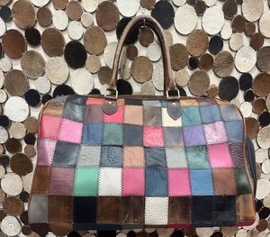 Multi Color Leather <b>Patchwork</b> Duffle <b>Bag</b> Travel Weekender Large Capacity Overnight Carry Luggage Gym <b>Bag</b> for Men Women - Product Image 5