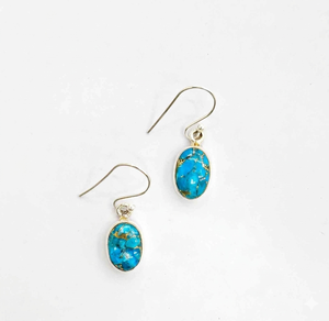 Boucles d'oreilles ovales tendance en argent 925 avec pierre précieuse turquoise bleue de luxe pour un usage quotidien et toutes occasions - Product Image 2