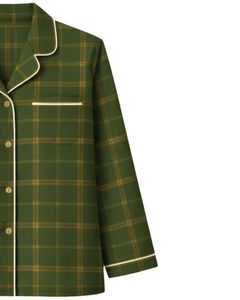 Ensemble de pyjama pour femmes à carreaux vert foncé personnalisé, manches longues, boutonné, vêtements de nuit en coton doux, ensemble de vêtements de détente en deux pièces - Product Image 5