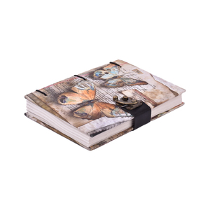 Premium A5 Handmade Paper Notebook Butterfly Design with <b>Lock</b> 200 Pages Vintage Journal Eco Friendly Diary Cardboard Cover Gift - Product Image 1