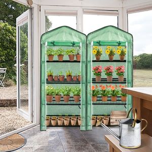 69x49x160cm Black Iron <b>Pipe</b> Mini Flower <b>Stand</b> 4-Layer Grid with Zipper Rolling Door & PE Cloth Greenhouse SAM's Garden Product - Product Image 2