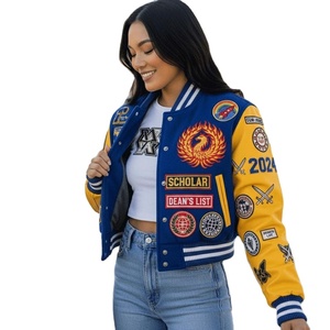 Veste universitaire pour femme, hiver 2026, sur mesure, veste d'équipe universitaire, coupe en cuir, polaire en coton respirant, université pour femme - Product Image 1