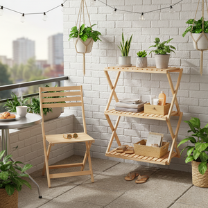 Collapsible Radiata <b>Pine</b> Utility Storage <b>Shelf</b> - PU Coated Floor-Standing Rack for Classroom, Office Use - Product Image 6