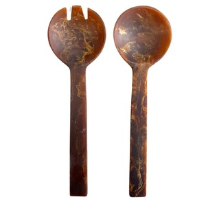 Wholesale Price Resin Salad Server Set Perfect Salad <b>Spoon</b> For Dining <b>Table</b> Kitchen Tools Unique Swirl Food Safe Resin Cutlery - Product Image 3