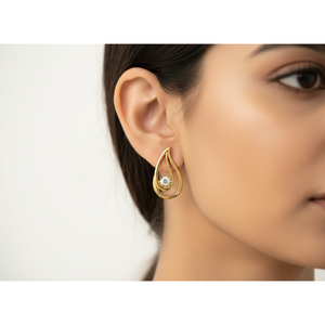 Pendientes de Oro Amarillo con Forma de Lágrima para Mujer, con Diamante Natural de Corte Brillante Redondo, Diseño Minimalista, para Uso Diario, Regalo para Ella - Product Image 5