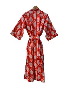 Bata Kimono de Algodón con Estampado de Aves, Cuello en V, Manga Larga, Estilo Boho, Informal, para Mujer, Primavera Verano, Secado Rápido - Product Image 2
