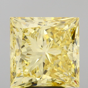 Majestueuse pierre précieuse jaune de 5 carats, taille princesse, offrant un éclat symétrique d'exception et une clarté de couleur intense. - Product Image 4