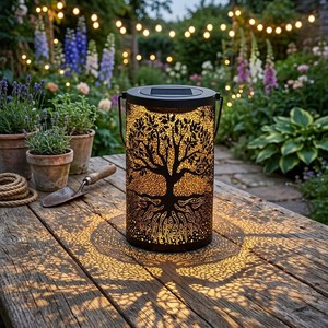 Small Waterproof LED Iron Hanging Lamp <b>Solar</b> Garden <b>Lights</b> for Courtyard Lawn & Hollow <b>Tree</b> Outdoor Hanging <b>Solar</b> Lanterns - Product Image 2