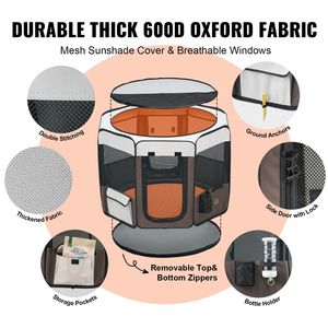 <b>Foldable</b> Indoor Pet Playpen 36 Inch Portable <b>Dog</b> <b>Crate</b> Kennel Premium Waterproof 600D Oxford Cloth for Puppy Cat - Product Image 3
