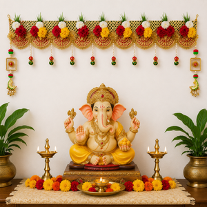 Premium Handmade Eco-Friendly Plastic <b>Floral</b> Bandhanwar Toran Hanging Decor for Main Door Festival Decor Reusable Modern Design - Product Image 5
