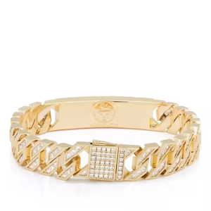 Pulsera Unisex de Plata de Ley con Diamantes Creados en Laboratorio, Corte Brillante Redondo, Estilo Hip Hop, 10 Gramos, Joyería Moderna de Lujo - Product Image 4