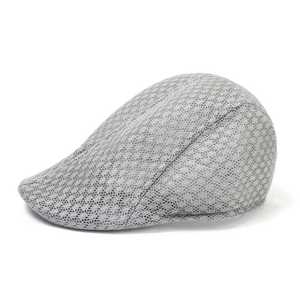 Gorra Plana Unisex Transpirable de Algodón, Informal, para Primavera/Verano, 56-58 cm, Gris, con Patrón de Malla, para Adultos, para Exteriores - Product Image 1