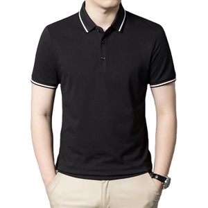 Premium Quality Mulberry Silk Black Custom Unisex Plain Business Golf Men's Polo Shirts for Men - Product Image 1