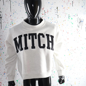 Sweat-shirt à col montant MITCH ASH GREY 100% NOIR avec broderie appliquée, col large, fils fins - Product Image 1