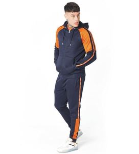 Men's Navy Orange 100% Cotton 2 1 Design <b>Tracksuit</b> Set Full Sleeve Zip Hoodie Side Pockets Casual Sport Wear Breathable Winter - Product Image 1