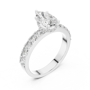 Elegante Anillo de Compromiso con Diamante Ovalado Dorado, Diamante Creado en Laboratorio con Banda Pavé, Joyería de Diamantes Moderna para Novias - Product Image 4