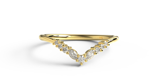 Luxury 18K Gold Marquise Round Cut Diamond <b>Ring</b> Chevron Wedding Band V Shaped Curved <b>Stacking</b> Band Fine Jewelry Gift for Women - Product Image 1