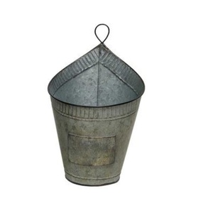 Wholesale Farmhouse Galvanized Metal Wall Pocket Planter Set Round Corrugated Iron Hanging Flower <b>Pot</b> for Indoor Outdoor - Product Image 4