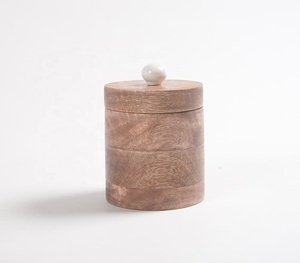 Pot en bois de manguier fait à la main avec Nob en céramique fabricant personnalisé vente en gros directe d'usine - Product Image 3