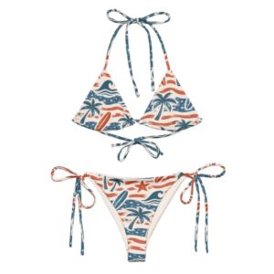 Dry Camo Print Beachwear Summer Mesh Swim Trunks for <b>Men</b> and Tie-Side <b>Bikini</b> for Women - Product Image 1