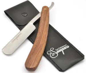 Rasoir droit en bois de haute qualité en acier inoxydable lames à bord unique sécurité professionnelle hommes rasage Titan manche en bois OEM - Product Image 1