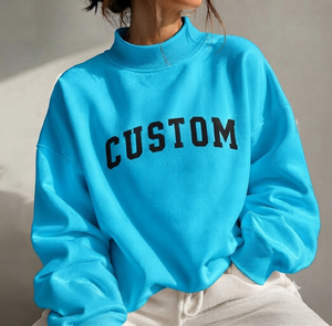 Sudadera Oversize de Cuello Alto para Mujer, Algodón Jersey Pesado, Ajuste Relajado, Ropa Urbana Contemporánea, Pedido al por Mayor - Product Image 1