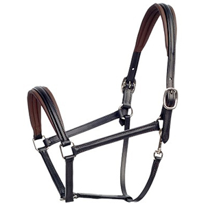 Horsekraft Halteur anatomique pour cheval avec surpiqûres décoratives, en cuir véritable de qualité supérieure, durable, avec boucles carrées surélevées en acier inoxydable fin. - Product Image 1