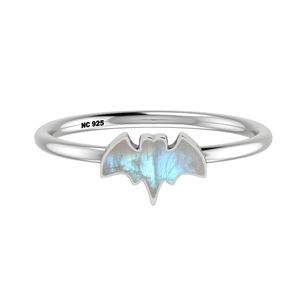 Bague classique en argent sterling 925 avec serti clos, zircon naturel en forme de chauve-souris, empilable, pour mariage et anniversaire, lot de 12, parfait - Product Image 1