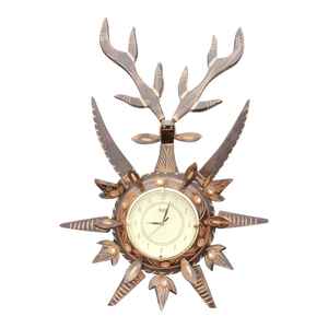 Horloge murale en bois à quartz analogique à piles, design cerf sculpté à la main, style Art Déco, pour salon - Product Image 4