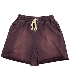 Men's Vintage Acid Wash Jogger <b>Shorts</b> Customizable Logo Waist Mid French Terry Cotton <b>Fleece</b> Canvas OEM Supply - Product Image 1