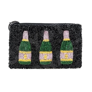 Botellas de champán Monedero personalizado con cuentas de semillas Hermoso regalo de mamá-Diseño de corazones para niñas - Product Image 1