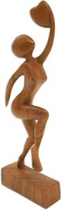 Sculpture figurative abstraite moderne de danseur humain grimpant sur bois poli, représentant la grâce et le rythme du mouvement humain. - Product Image 4