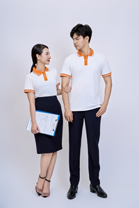 Men's Short Sleeve Casual Shirt <b>White</b> Orange TC Cotton Polyester Knitted Fabric Wrinkle Resistant FMF - Product Image 6