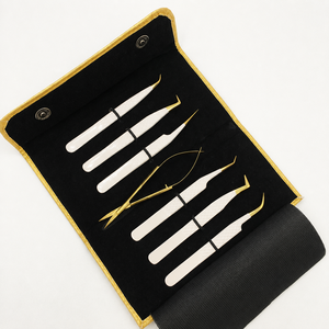 White Gold Premium Stainless Steel Slanted Tip Eyebrow Tweezers Precision Volume Lash Application Tool Set Durable Eco-Friendly - Product Image 2