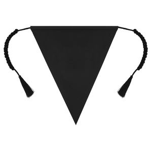 Tablier maçonnique du 32e degré du Rite écossais, triangulaire, blanc et noir, avec emblème brodé et pompons - Product Image 3
