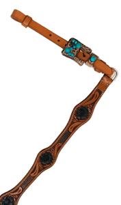 ที่สวมหัวขี่ม้าหนังแกะสลักโบราณคุณภาพสูงปกหน้าอกม้าสไตล์ตะวันตก - Product Image 3