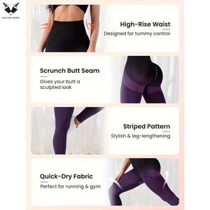 High-Waisted Women Sports Compression Leggings, Color Block <b>Tummy</b> <b>Control</b>, Yoga Pants, For Fitness & Workout - Product Image 6
