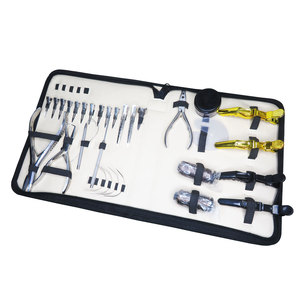 Kit de herramientas de metal negro mate para extensiones de cabello con pinzas de cocodrilo, microperlas, estuche de bucles, microagujas y tijeras - Product Image 4