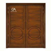 GA-41L Modern Solid Timber Exterior Double Leaf Door Scandinavian Design Circle Grooveline for Villa High Quality