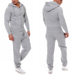 Conjunto Deportivo Gris para Hombre, Sudadera con Capucha y Cremallera de Manga Larga, Bolsillos Laterales, Ropa Casual Transpirable, Diseño de 2 Piezas en Color Sólido - Product Image 1